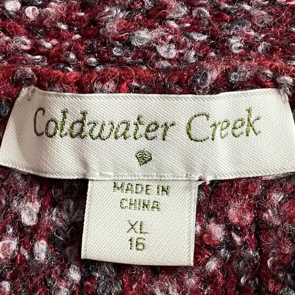 Coldwater Creek Boucle Slub Cardigan Red One Button Size XL 16 Lagenlook Boho - Picture 3 of 14
